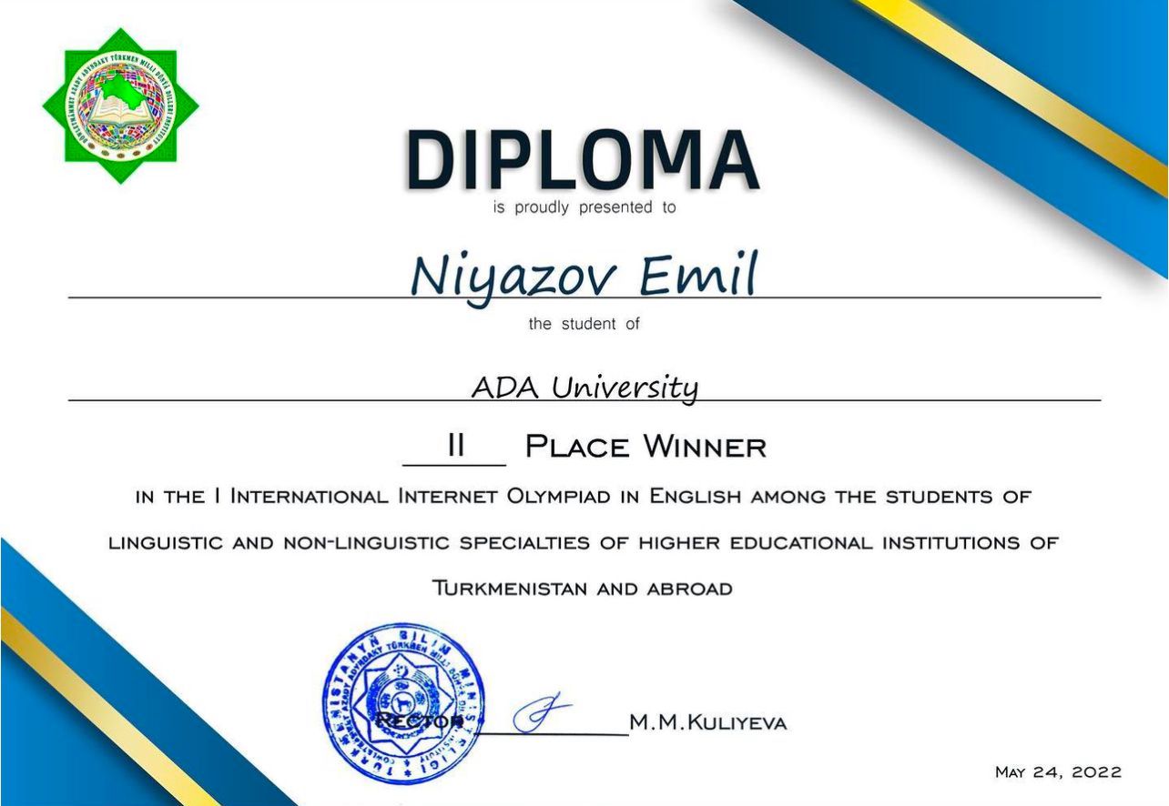 English Olympiad II Place